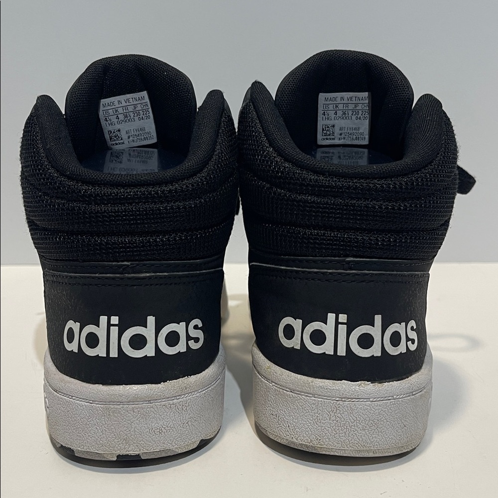 Adidas Black and White High-Top Basketball Sneakers Youth Size 4.5 LHG 029003 - Picture 7 of 9